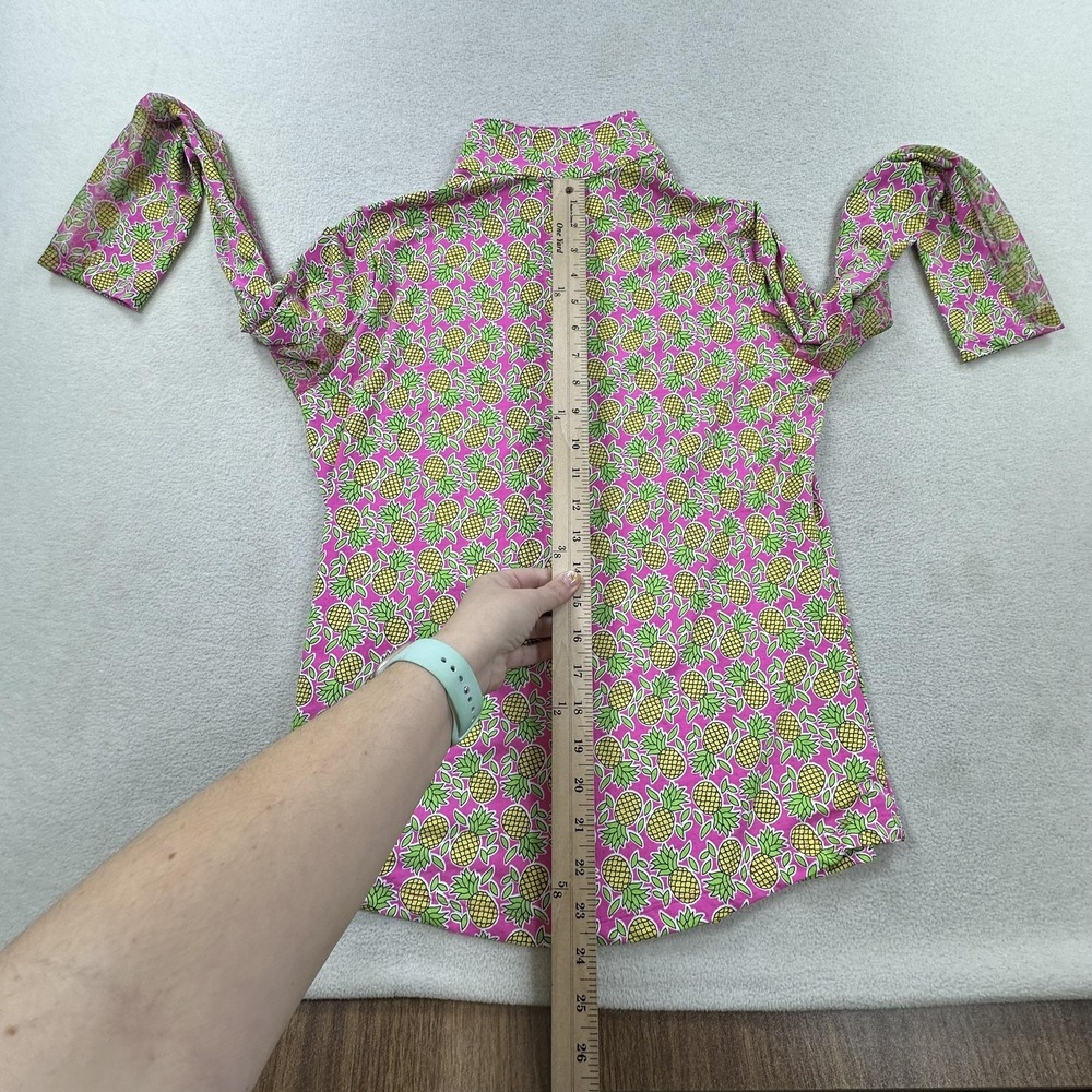 IBKUL Pullover Shirt Womens Small Pineapple Print UPF 50+ 1/4 Zip Golf Sun - Picture 7 of 9